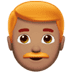 👨🏽‍🦰 man: medium skin tone, red hair display on Apple